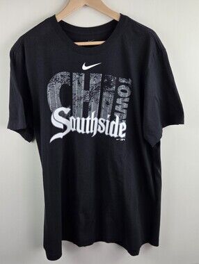 The Nike Tee Shirt Mens XL Black Short Sleeve White Sox South Side Logo Cotton